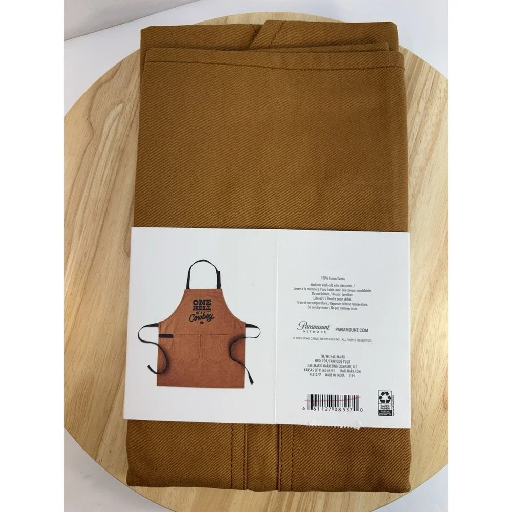 Hallmark Yellowstone Hell of a Cowboy Brown Apron Bottle Opener Set 30x27in